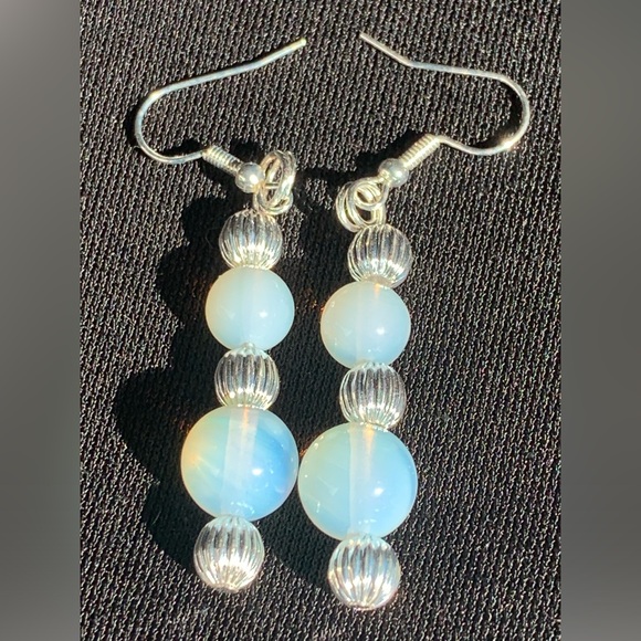 Quiet Elegance in these special Opalite Earrings. Dangle length 2.25” - Picture 2 of 3